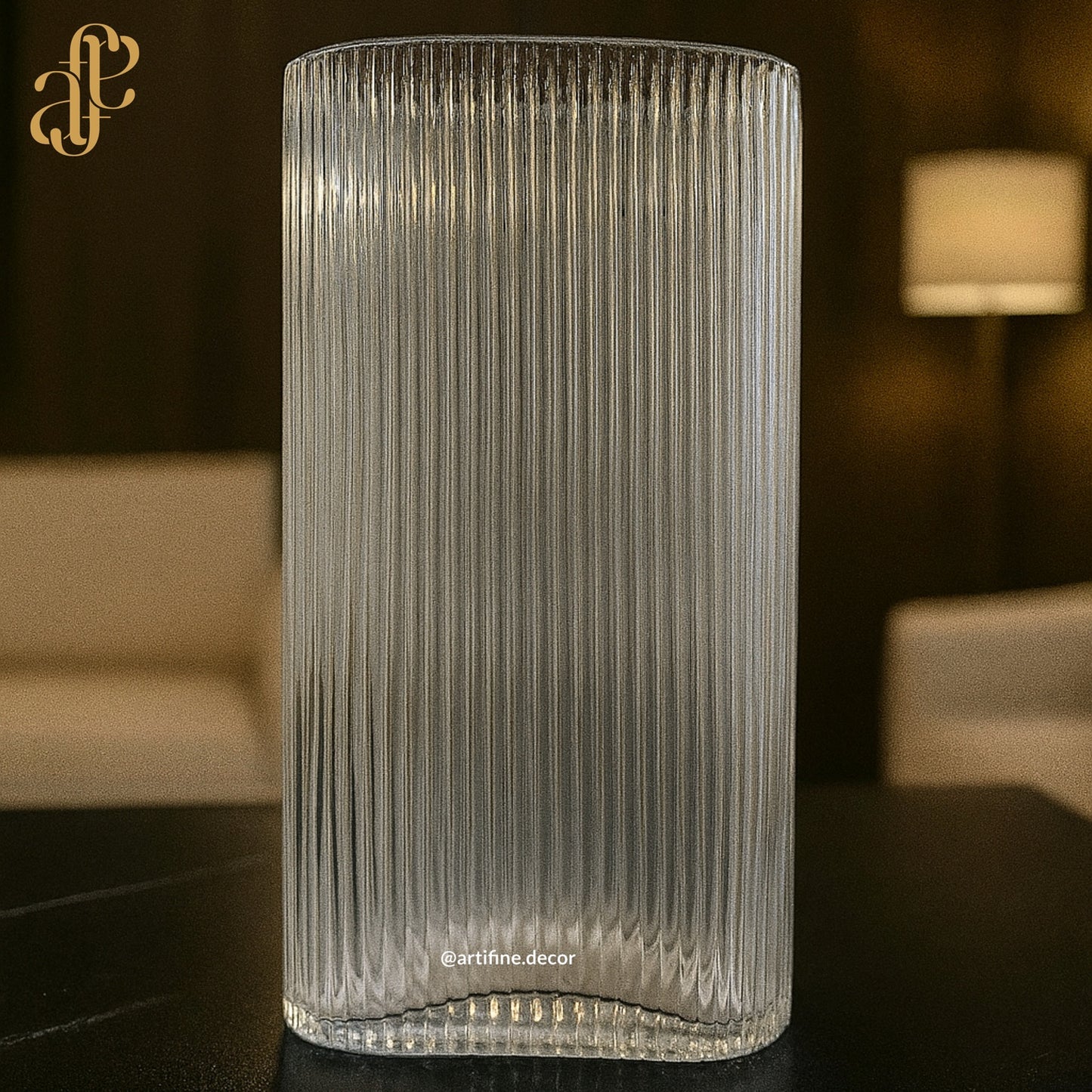 Frosted Ribbed Glass Vase Set – Modern Minimalist Design