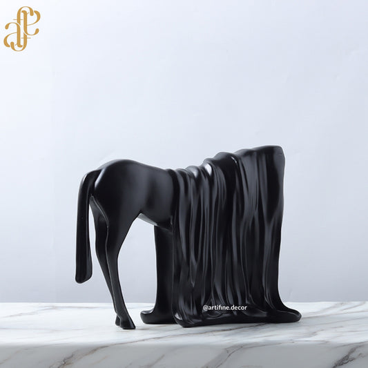 Horse Sculpture – Draped Design (Black & White)