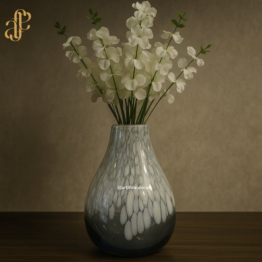 Teardrop Grey Feather Glass Vase Set