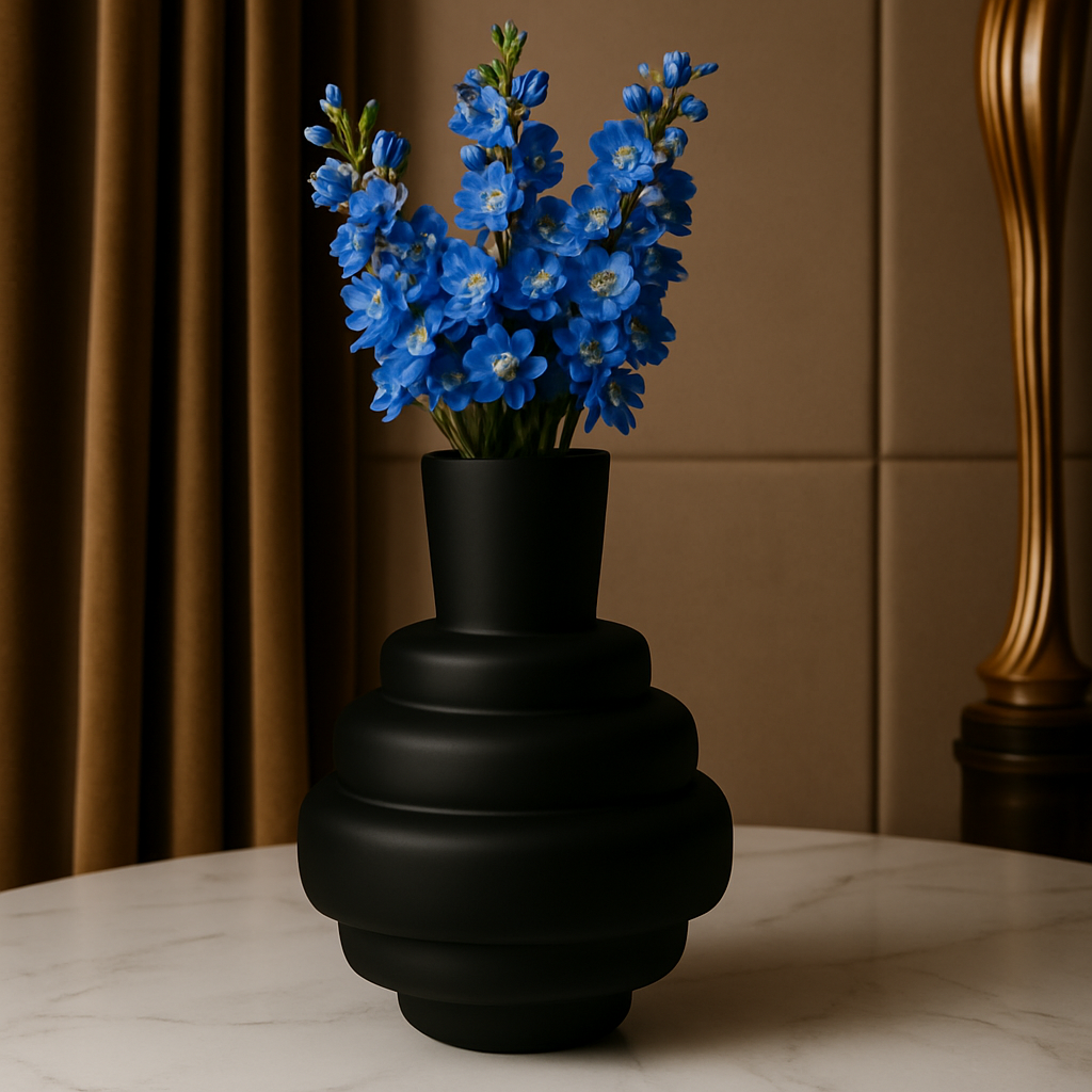 Sculpted Matte Black Glass Vase
