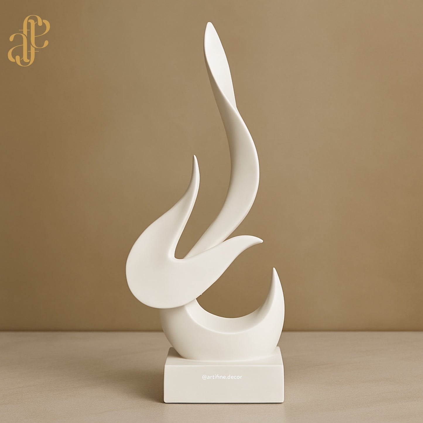 Modern Abstract Flame Sculpture – Black & White Elegance