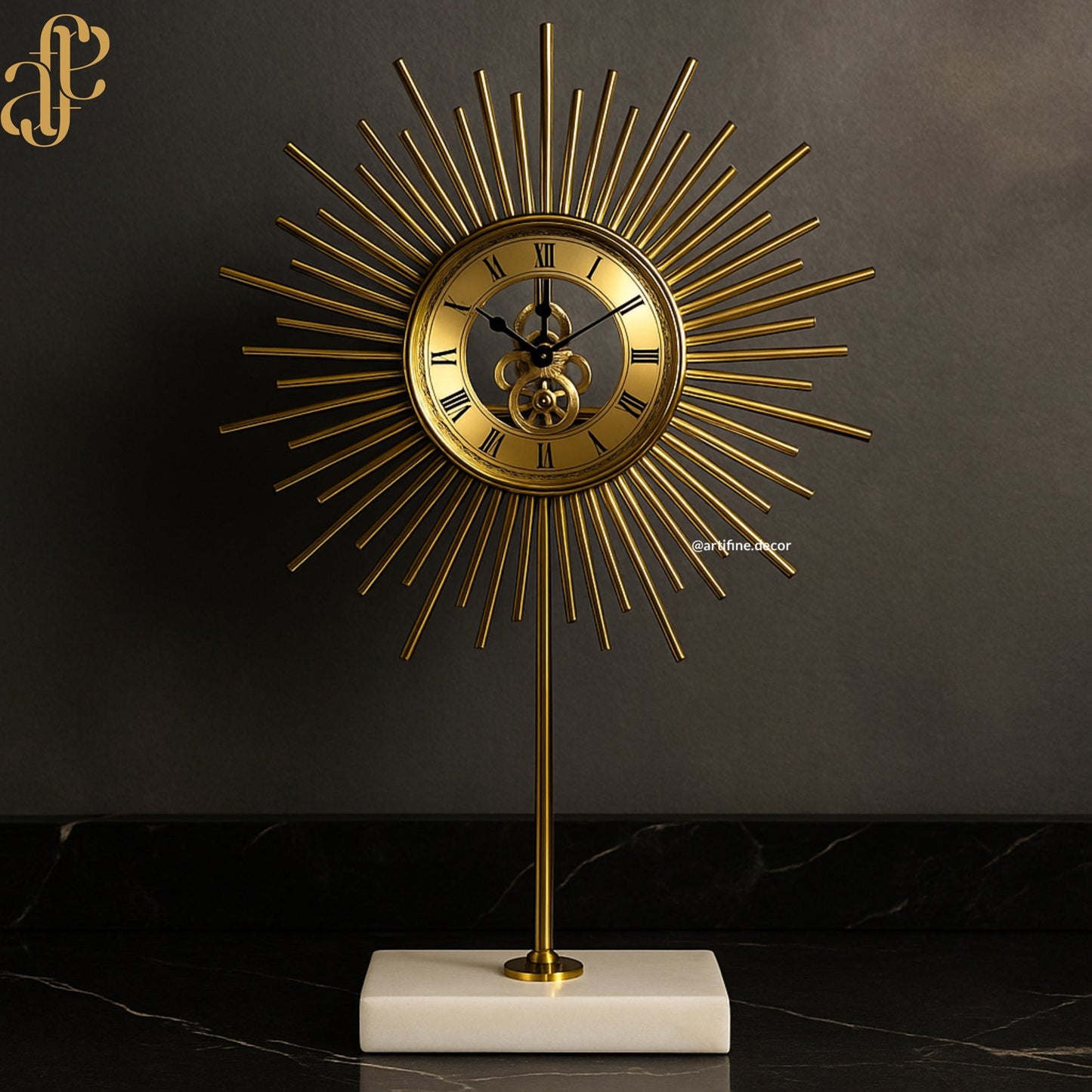 Golden Sunburst Desk Clock