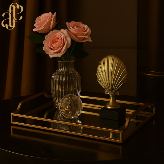 Golden Mirror Tray – Stainless Steel Elegance