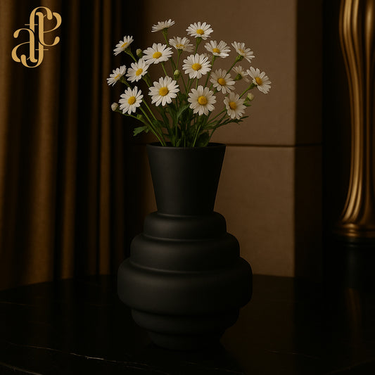 Sculpted Matte Black Glass Vase