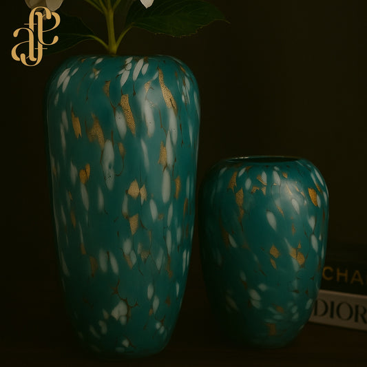 Aqua Gold Art Vases
