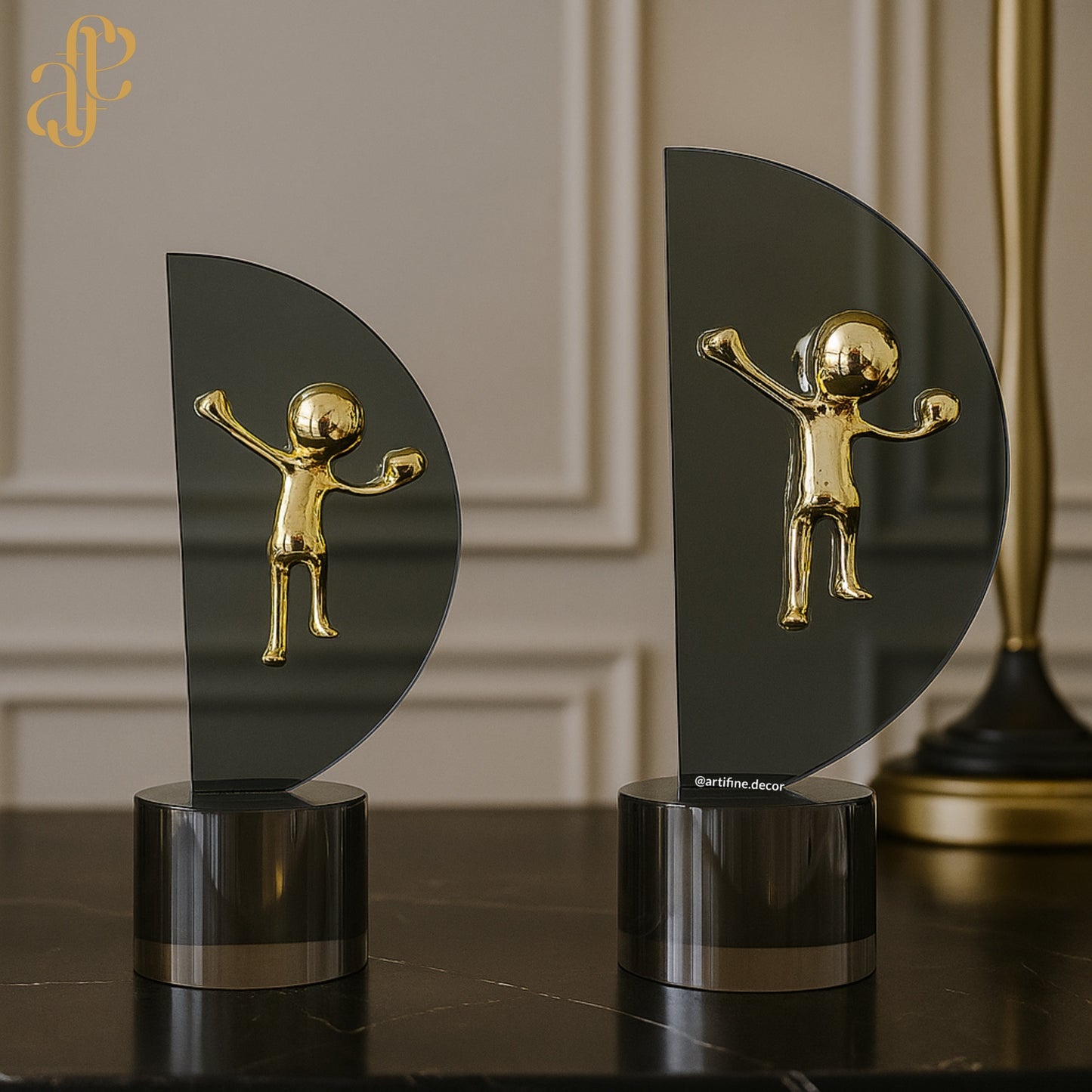 Golden Spirit Sculpture – Modern Art Duo