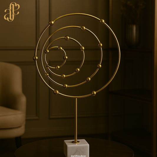 Geometric Spiral Sculpture – Copper Finish with Marble Base