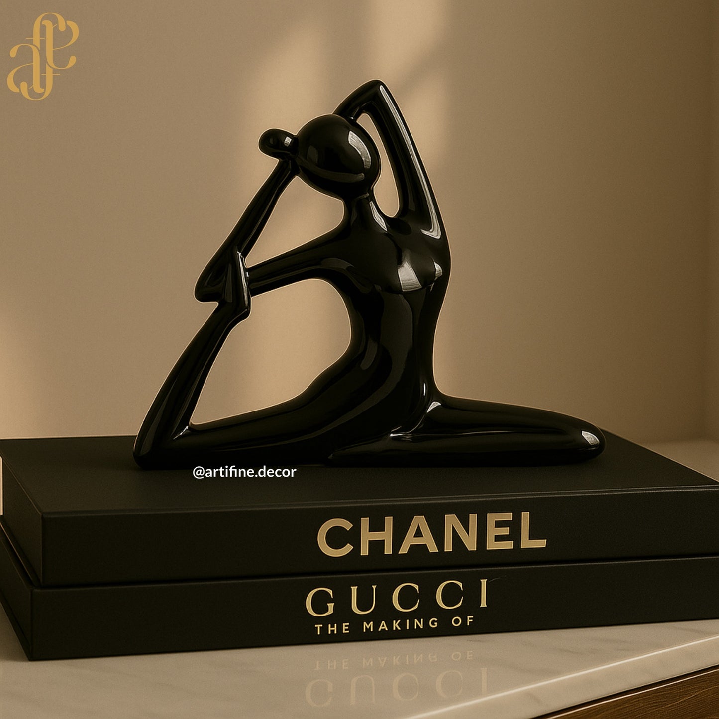 Modern Abstract Yoga Women Sculpture Set – Glossy White