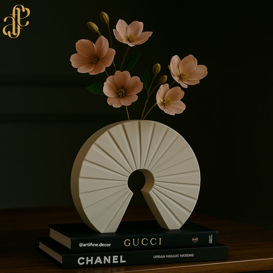 Radiant Arc Ceramic Vase - Textured Finish