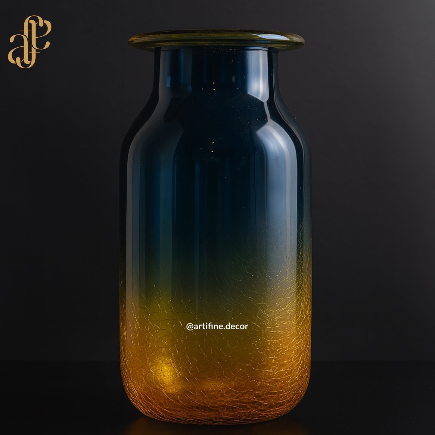 Royal Dusk Mouth-Blown Glass Vase Set – Blue & Yellow