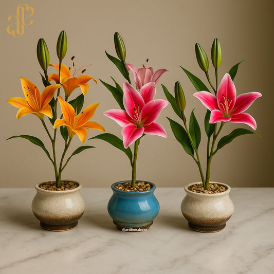 Lily Blossom Ceramic Pot
