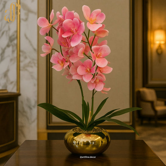 Orchid Bloom in Gold Pot