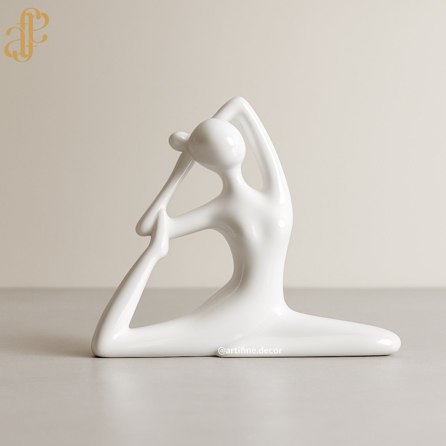Modern Abstract Yoga Women Sculpture Set – Glossy White