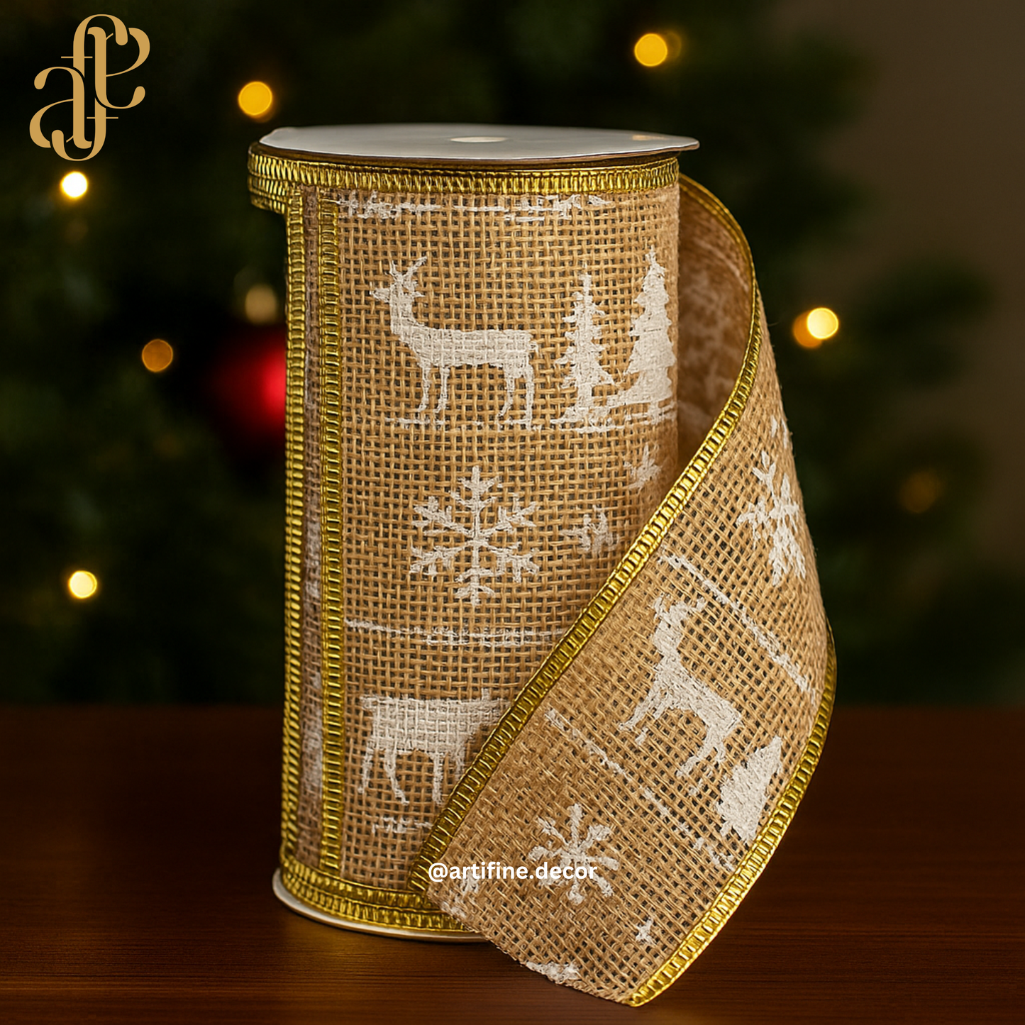 Beige Burlap Christmas Ribbon π Price Per Meter βοΈ