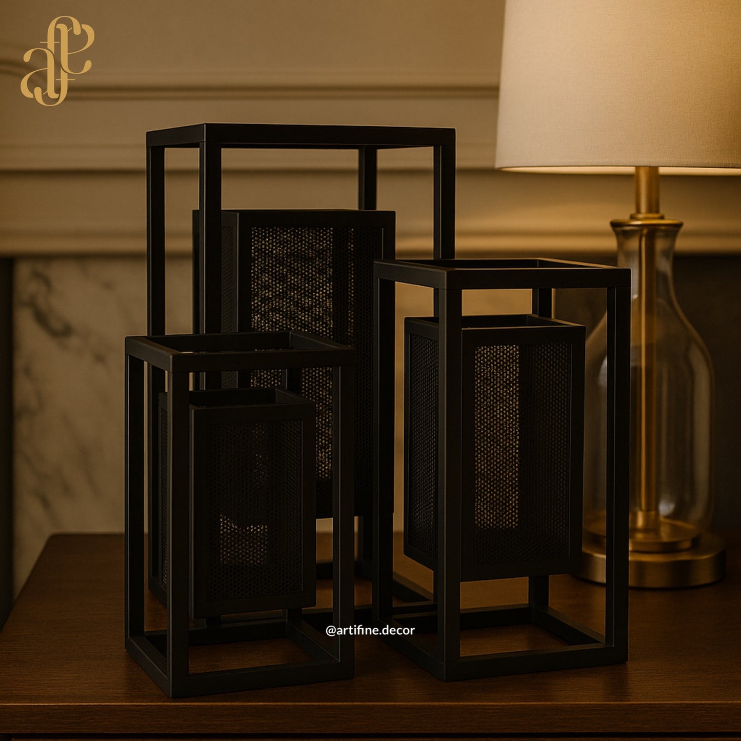 Modern Black Lantern Set – Set of 3