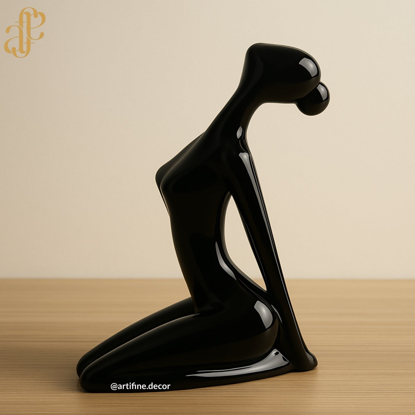 Modern Abstract Yoga Women Sculpture Set – Glossy White