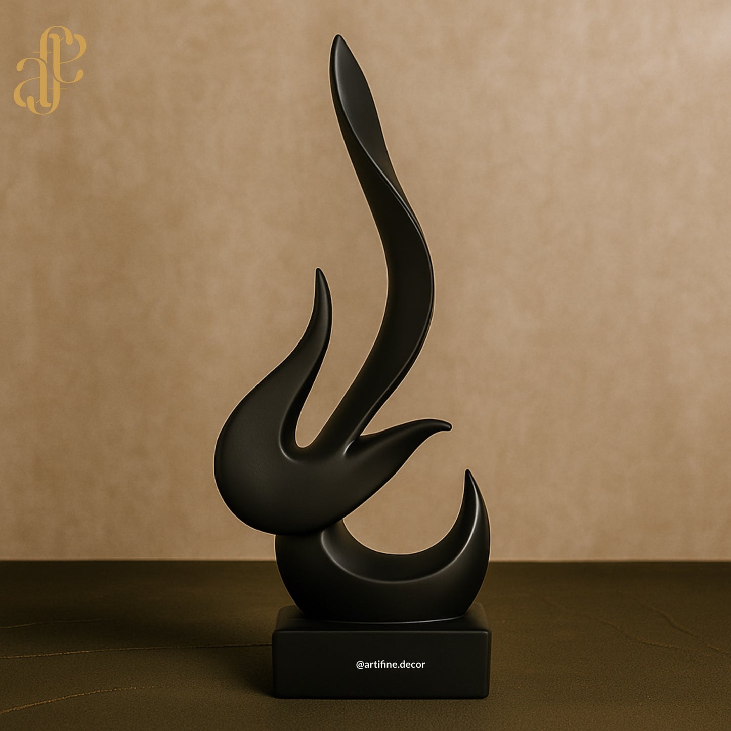 Modern Abstract Flame Sculpture – Black & White Elegance