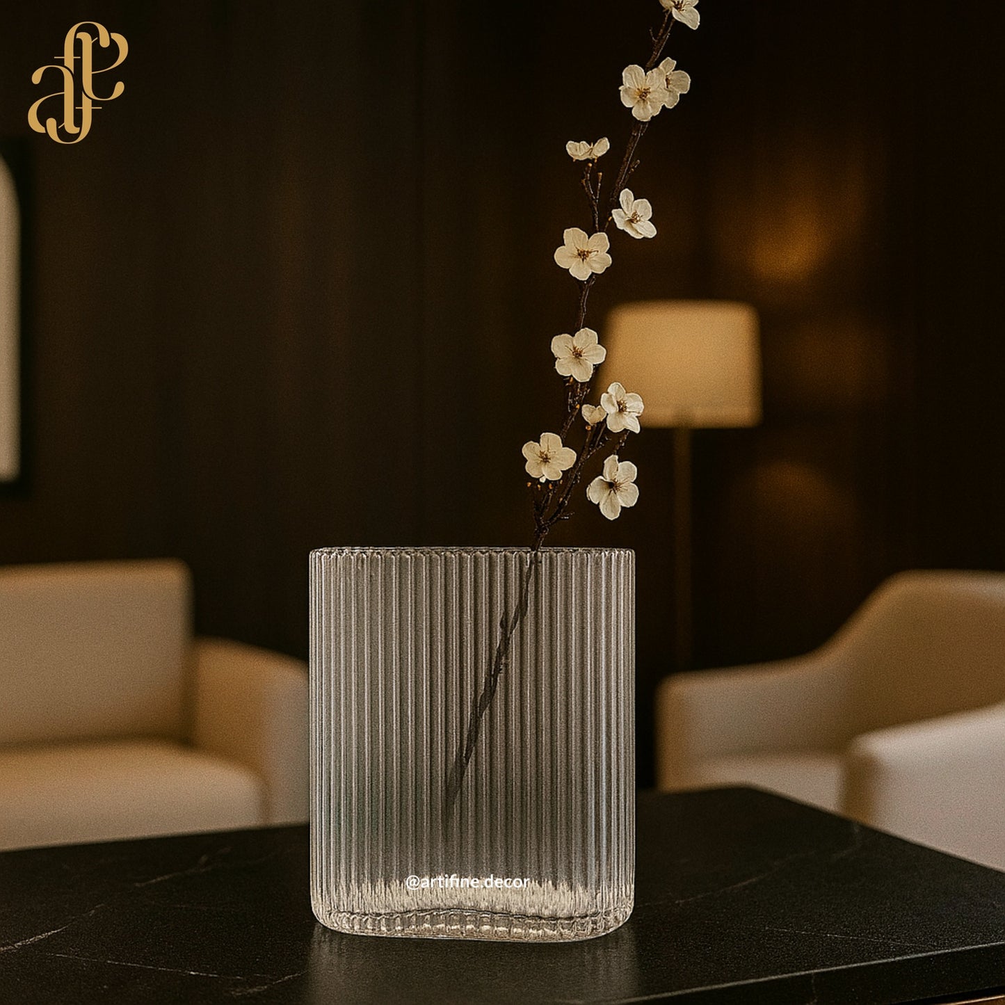 Frosted Ribbed Glass Vase Set – Modern Minimalist Design