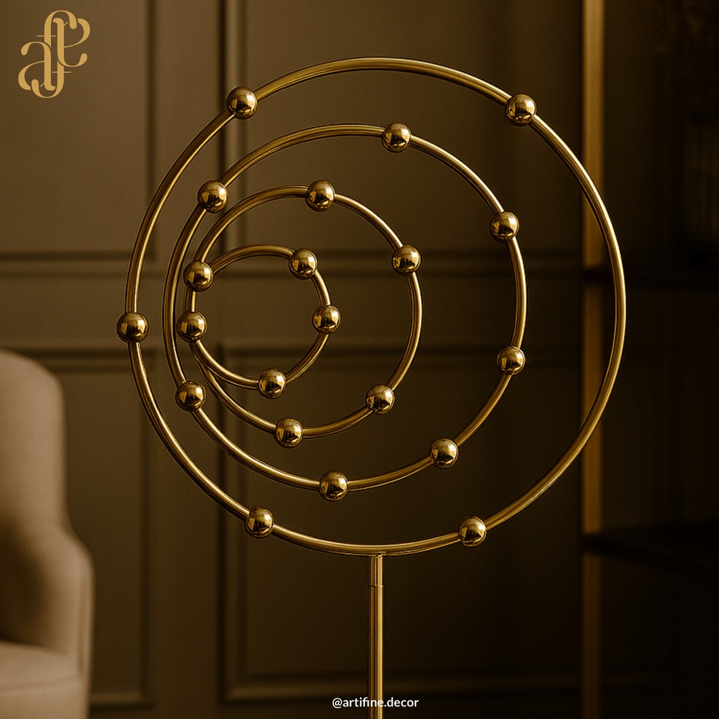 Geometric Spiral Sculpture – Copper Finish with Marble Base
