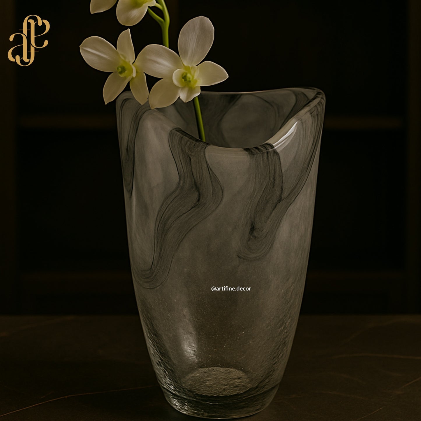 Smoke Wave Artistic Glass Vase Set – Sculptural Elegance