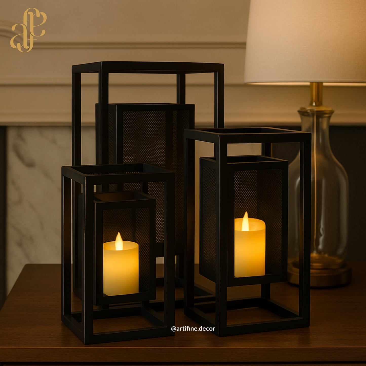 Modern Black Lantern Set – Set of 3
