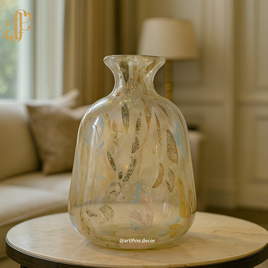 Art Glass Vase Set – Clear Base with Swirled Color Infusion