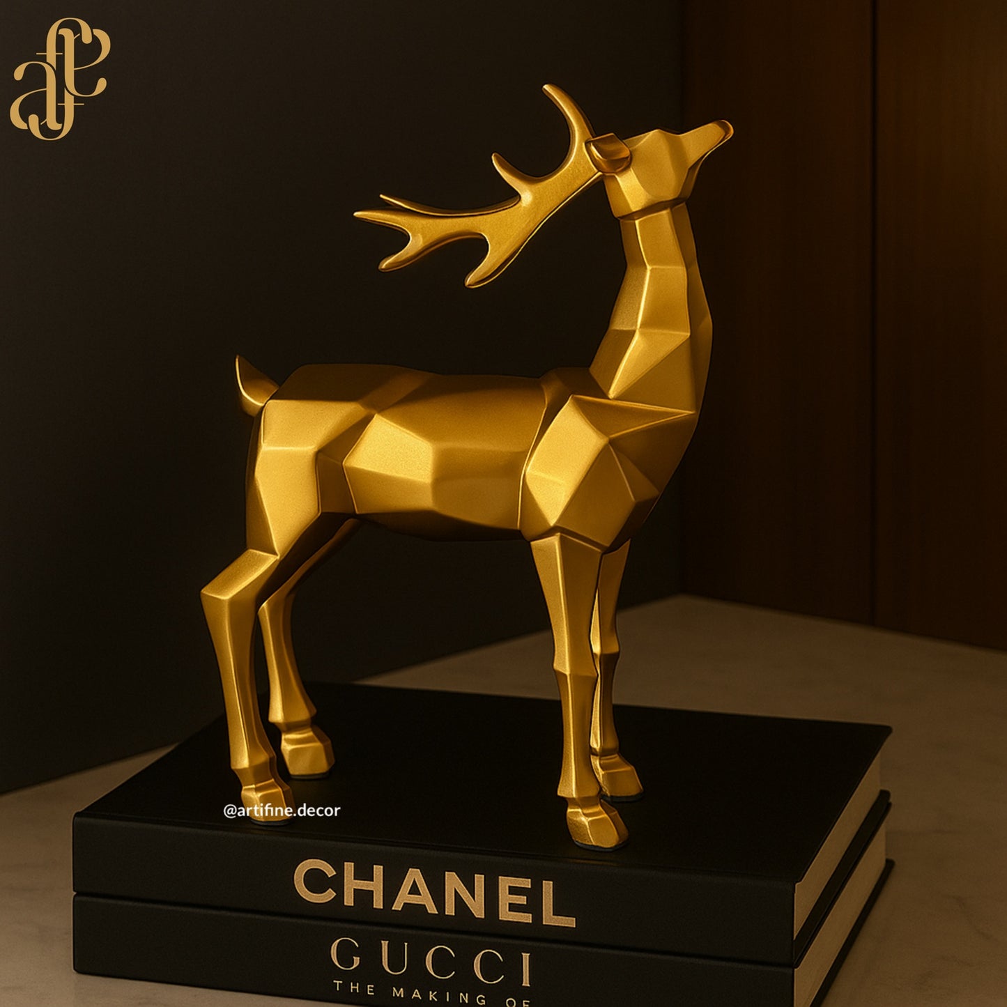 Golden Deer Sculpture Set