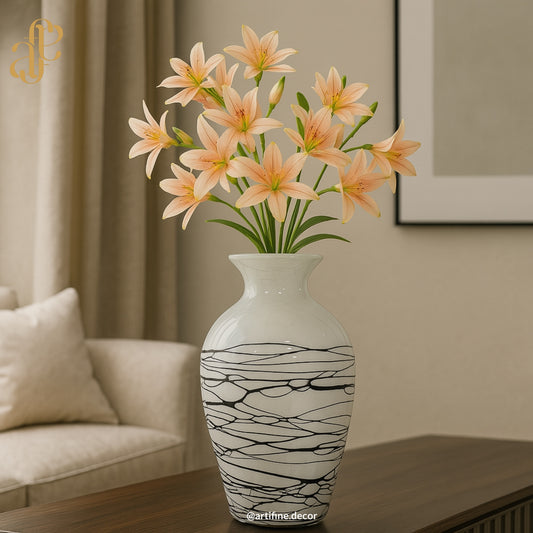 Artisan Swirl – Pearl Finish Mouth-Blown Glass Vase Set