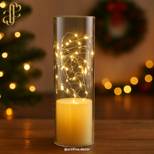 ✨ LED Candle with Fairy Lights Set of 3 – Magical Glow Décor