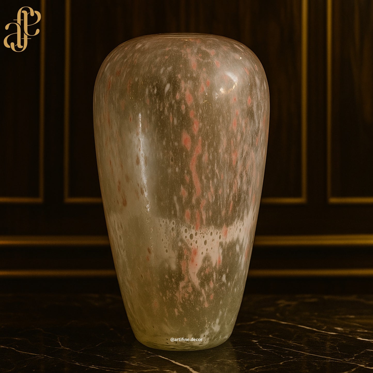 Mouth-Blown Textured Glass Vase Set – Soft Beige & Blush Tones