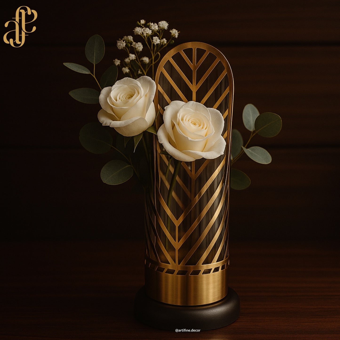 Art Deco Gold Glass Vases – 3-Piece Set