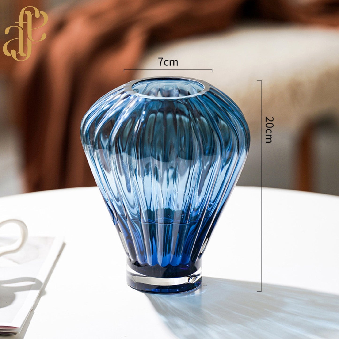 Ribbed Glass Vase Set – Midnight Blue & Smoke Grey