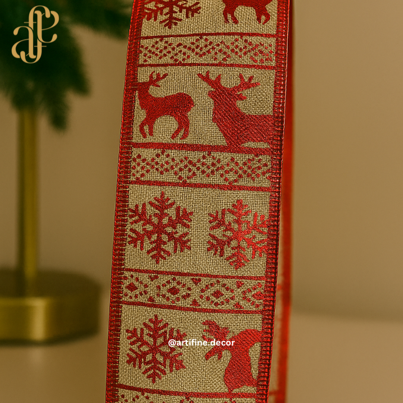 Red & Beige Ribbon! β€οΈππ Price per meter βοΈ