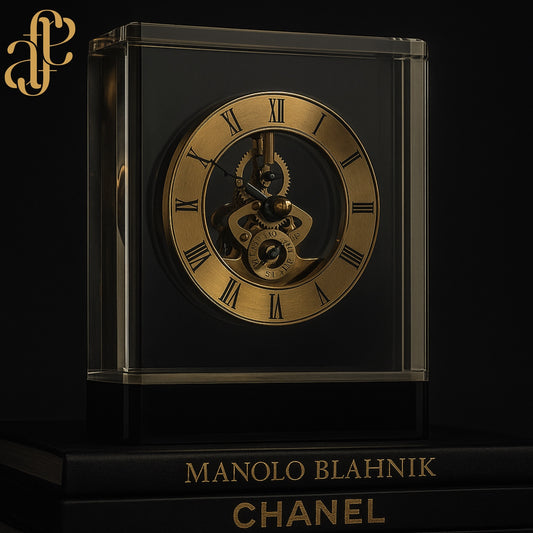 Golden Gear Crystal Desk Clock