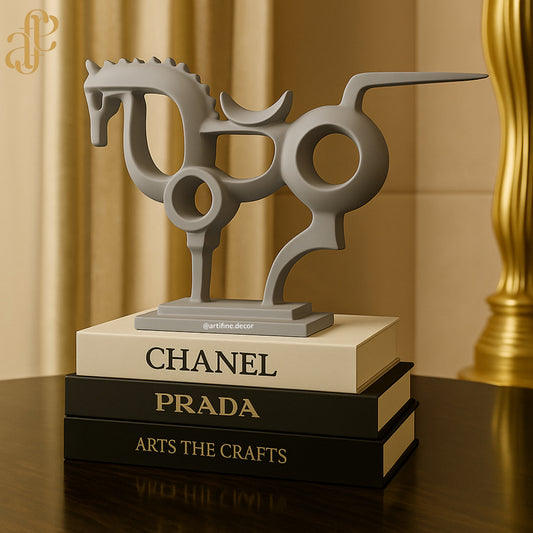 Modern Abstract Horse Sculpture – Grey, Black, or White