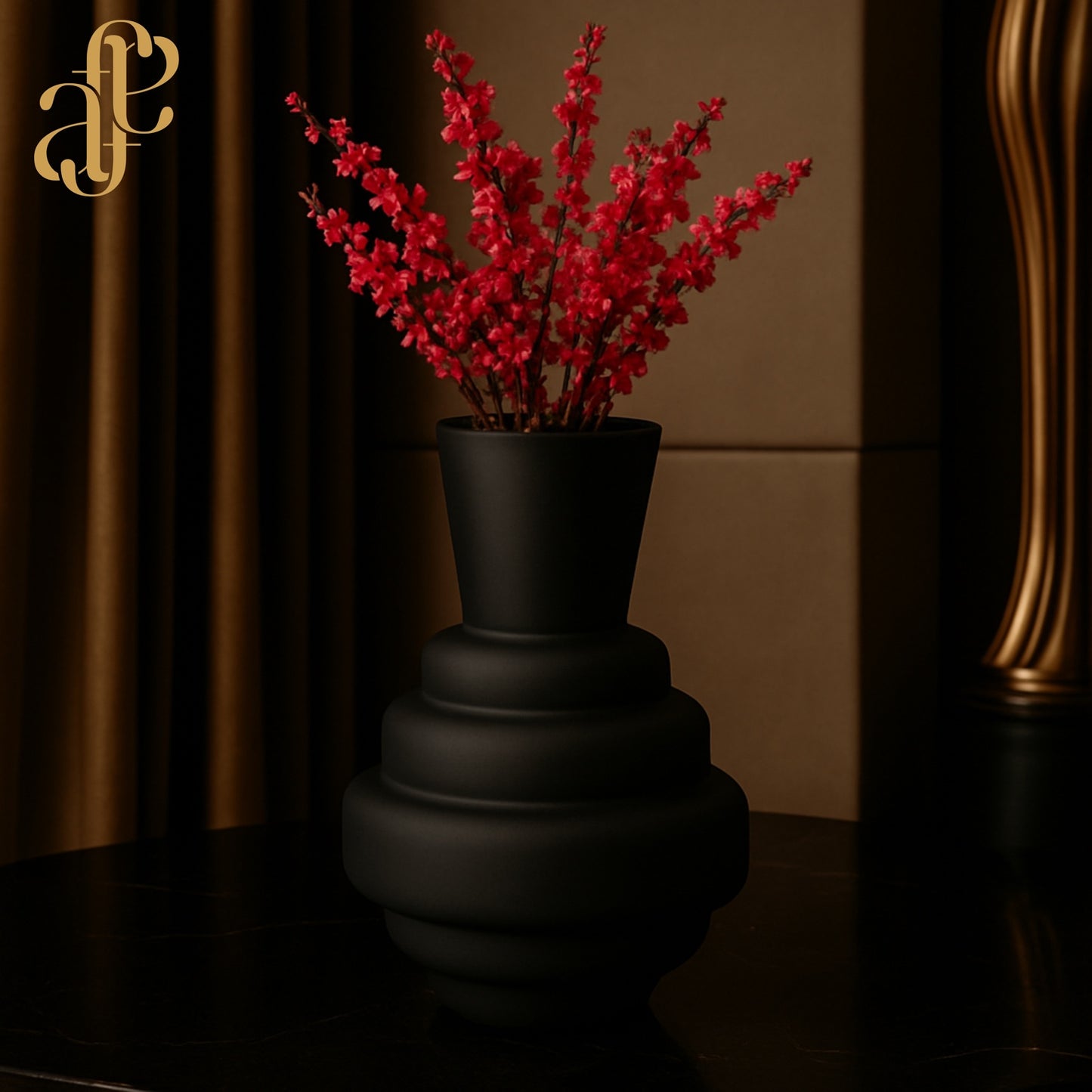 Sculpted Matte Black Glass Vase