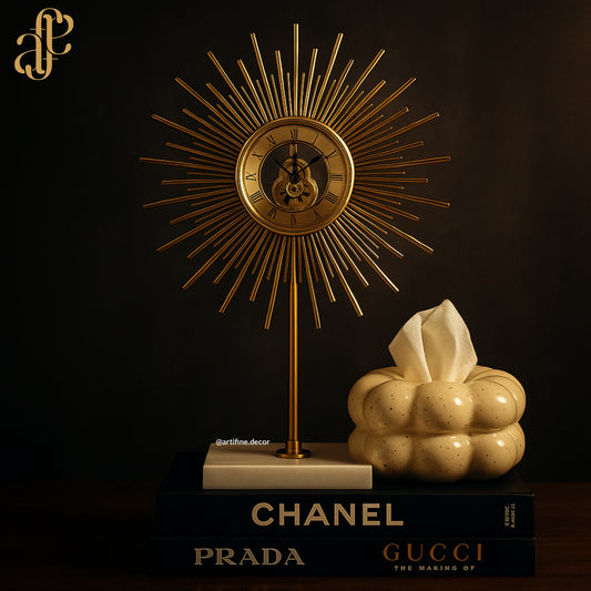 Golden Sunburst Desk Clock