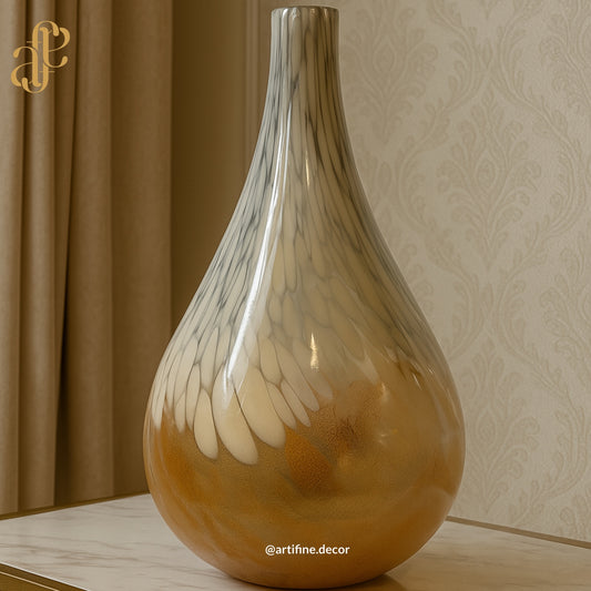 Amber Drop-Shaped Art Glass Vase