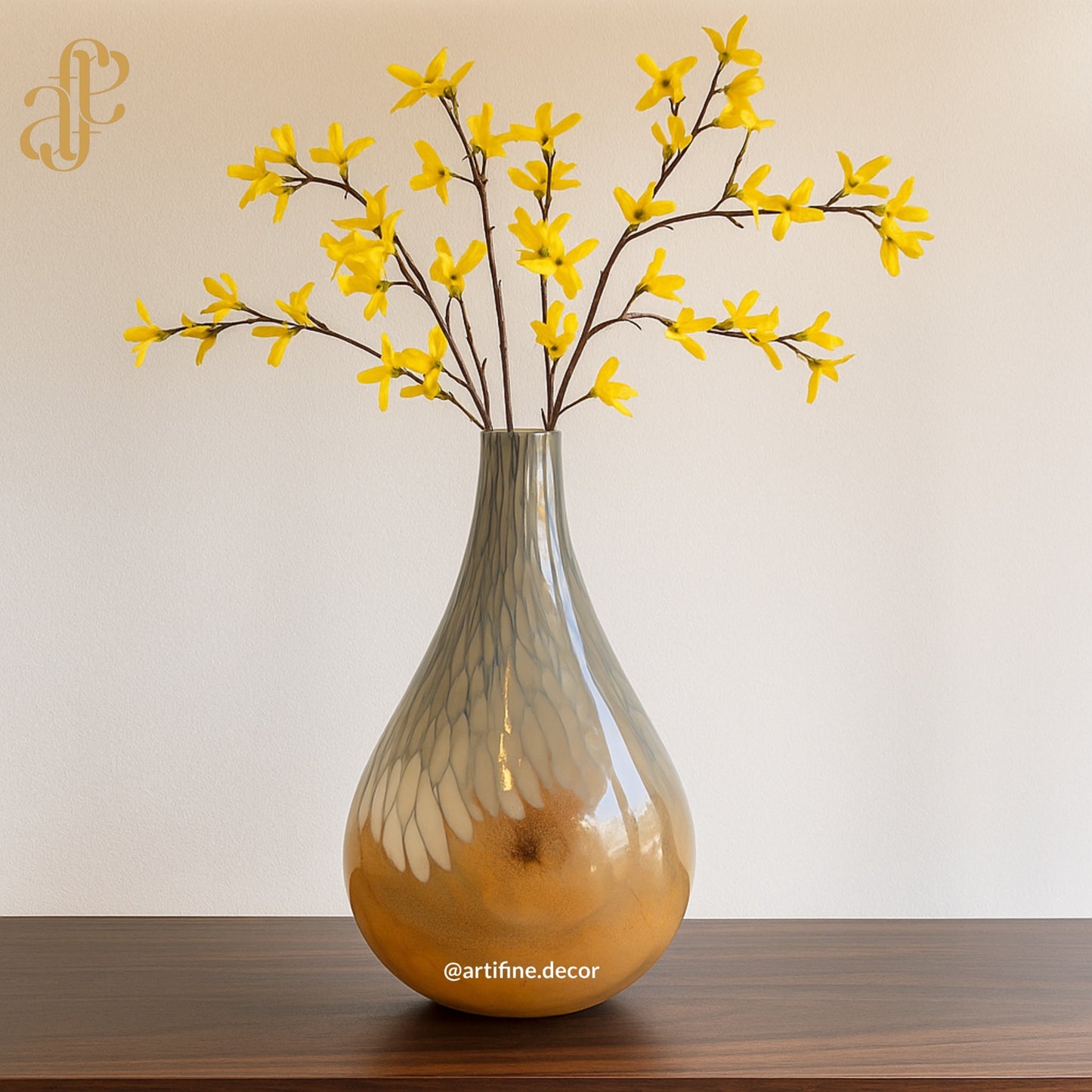 Amber Drop-Shaped Art Glass Vase