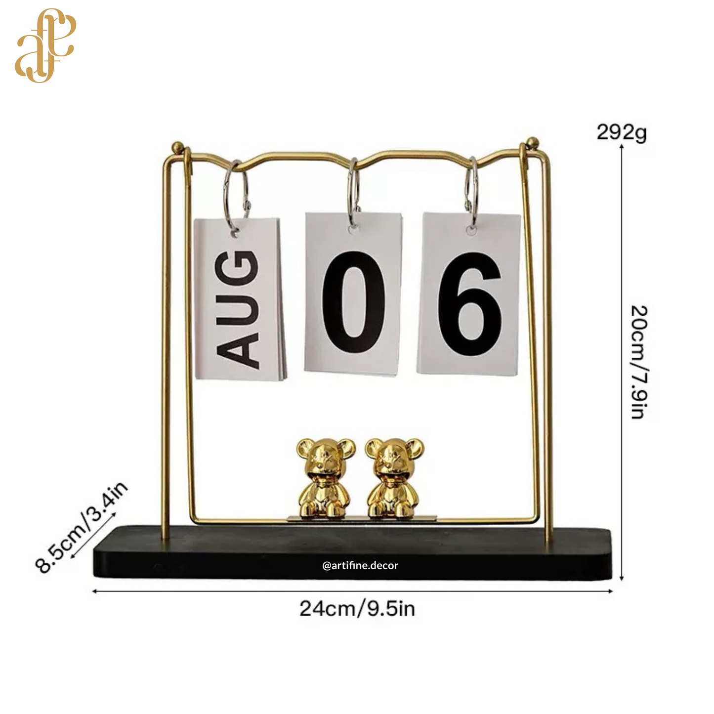 Bear Stand Calendar – Gold, Black & Silver
