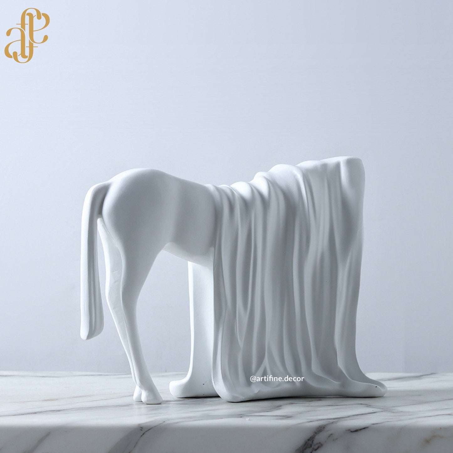 Horse Sculpture – Draped Design (Black & White)