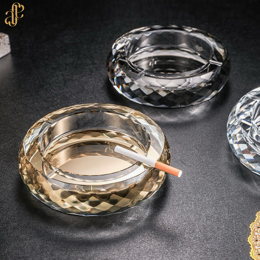 Luxury Crystal Ashtray – Grey & Hazel Tones