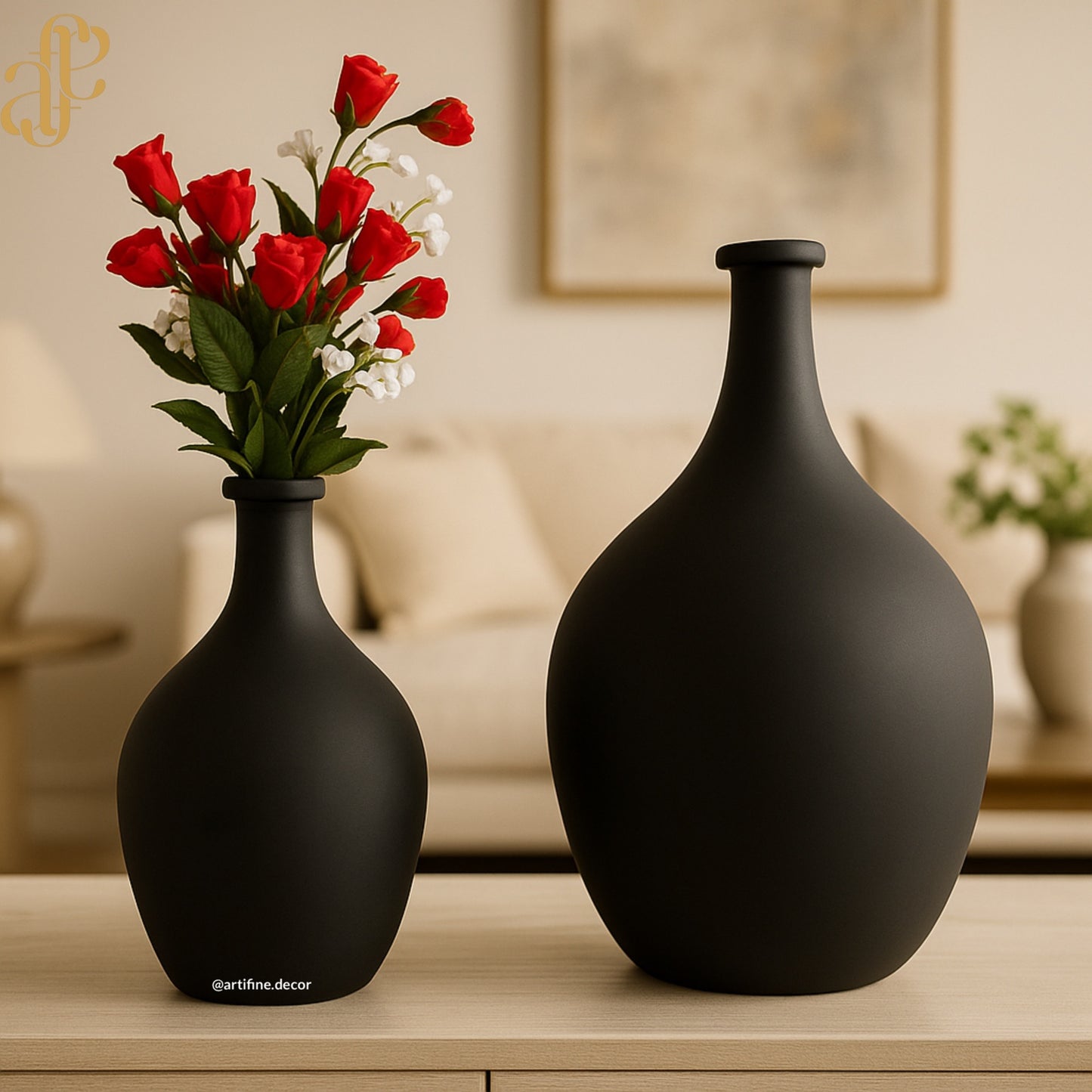 Matte Black Elegance Vase Set