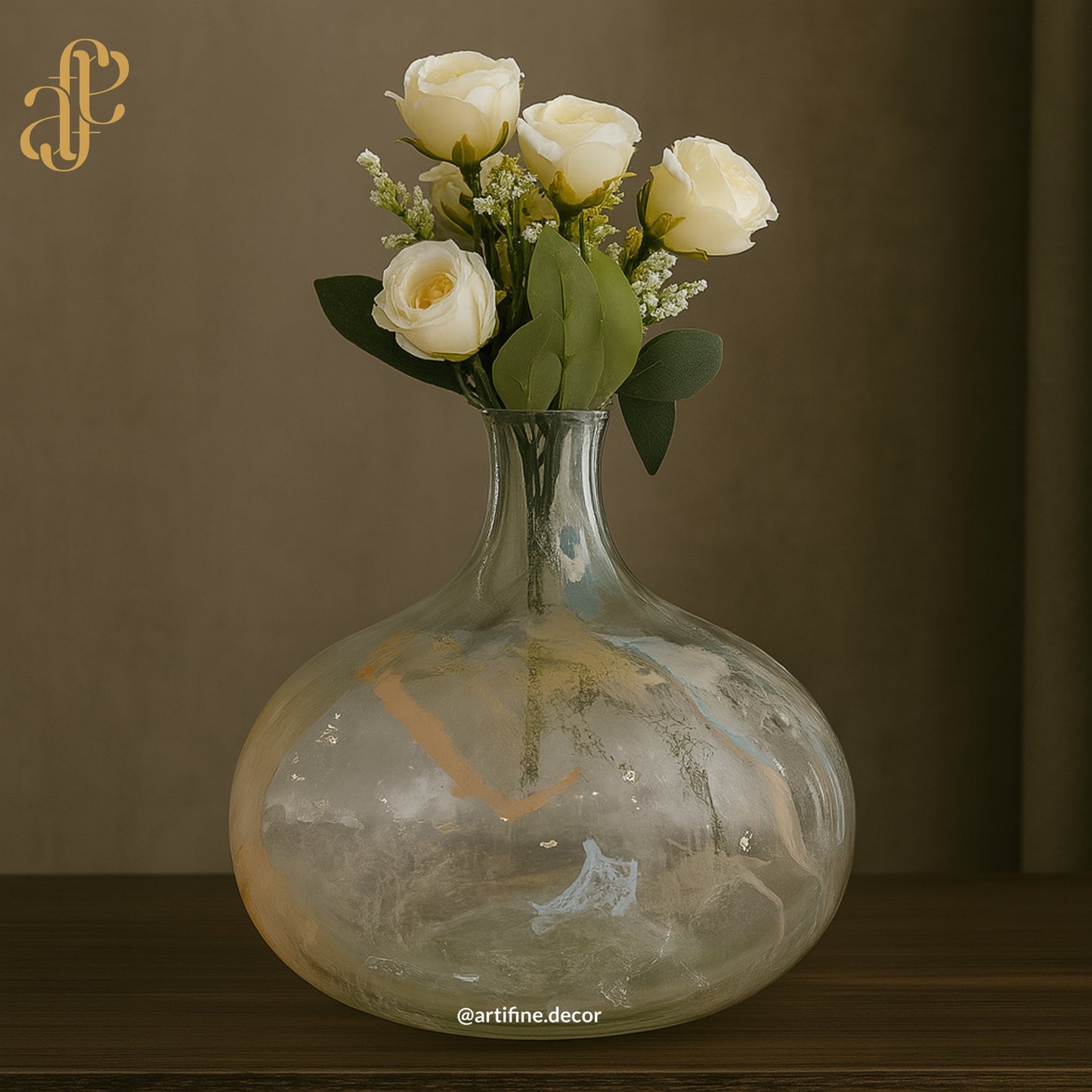 Art Glass Vase Set – Clear Base with Swirled Color Infusion