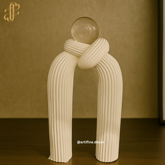 Abstract Knot Figures with Crystal Sphere – Black & White