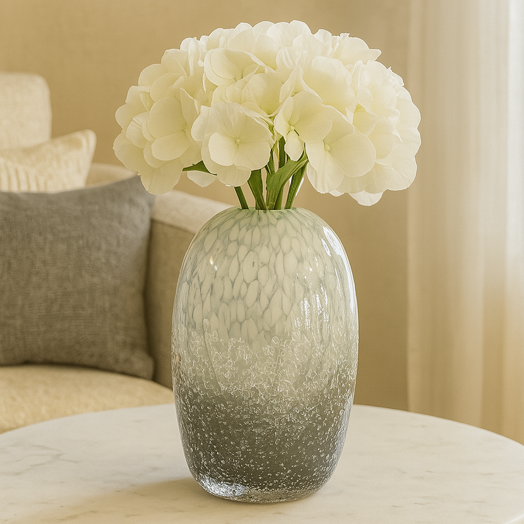Frosted Marble Glass Vase Set – Handcrafted Elegance