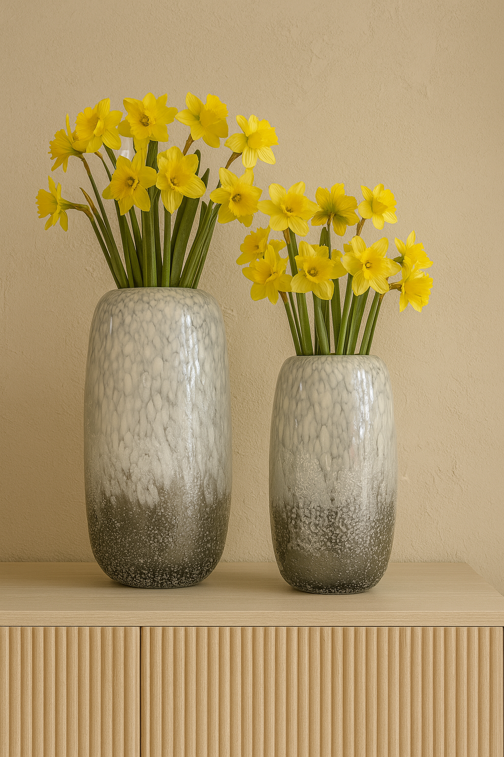 Frosted Marble Glass Vase Set – Handcrafted Elegance