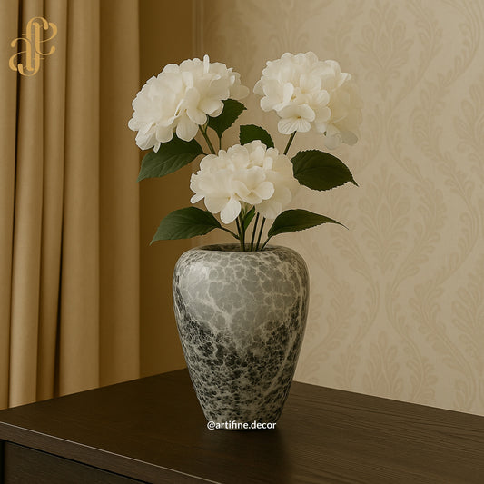 Handcrafted Textured Vase Set – Artistic Marble Finish