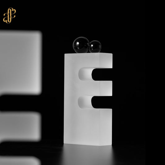 Modern Crystal Bookend Set – Frosted with Black Spheres