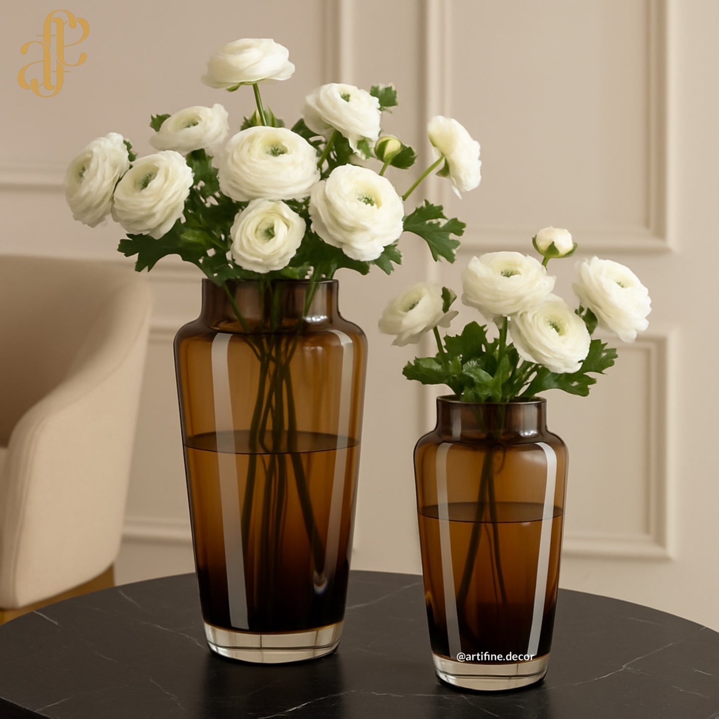 Amber Gradient Glass Vase Set – Modern Nordic Elegance